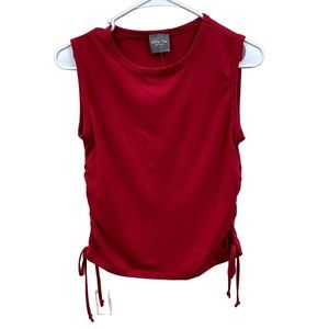 NWT Olivia Rae Red Sleeveless Shirt Cinched Side Ties Medium